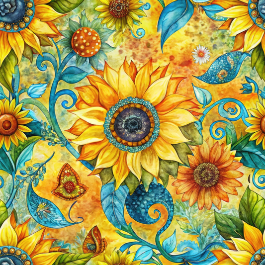 Sunflower Fields Pattern 4 Quilting Cotton Fabric