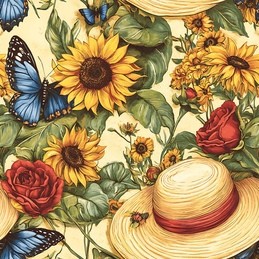 Sunhat Garden Pattern 12 Quilting Cotton Fabric