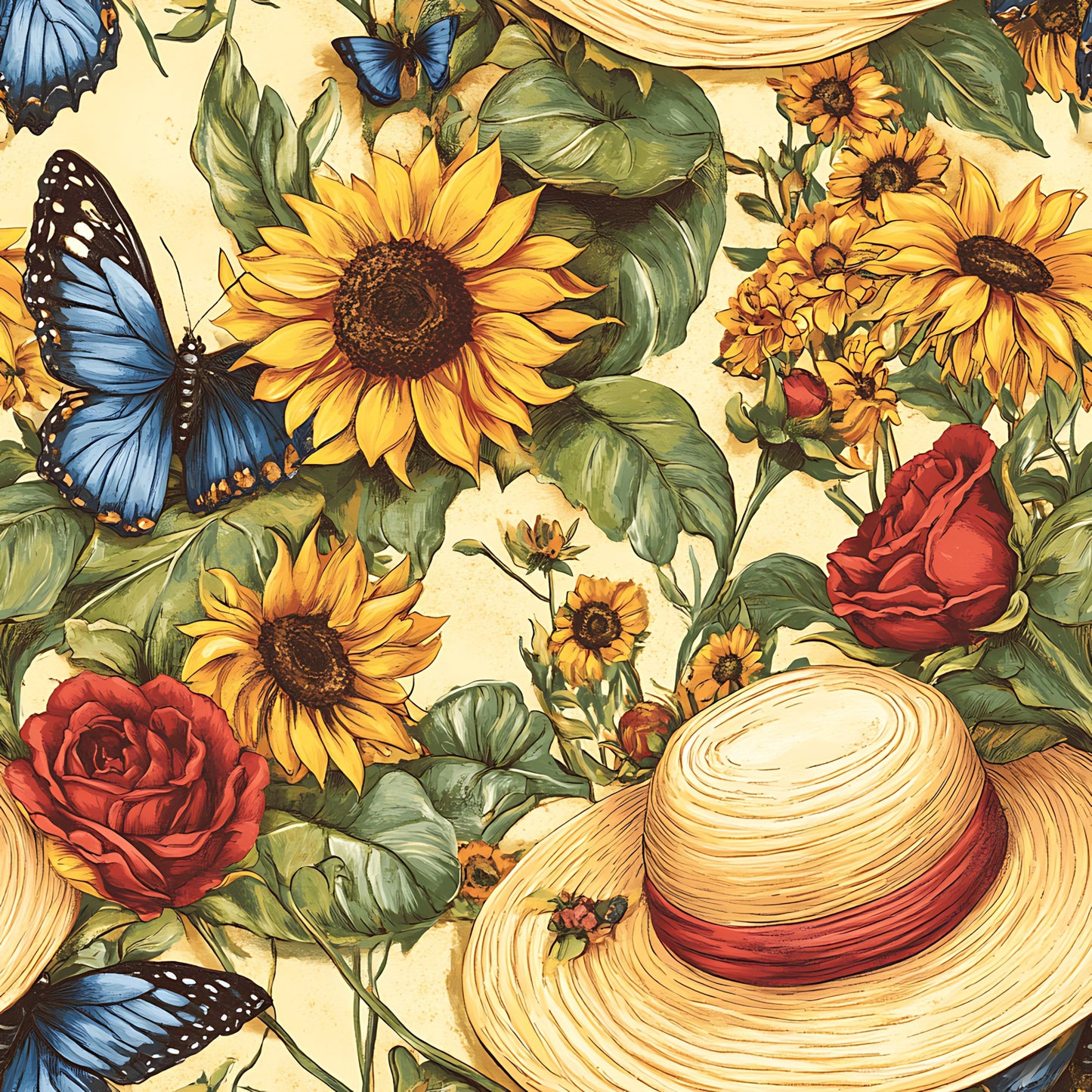 Sunhat Garden Pattern 12 Quilting Cotton Fabric