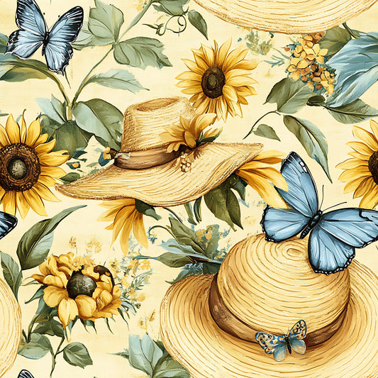 Sunhat Garden Pattern 15 Quilting Cotton Fabric