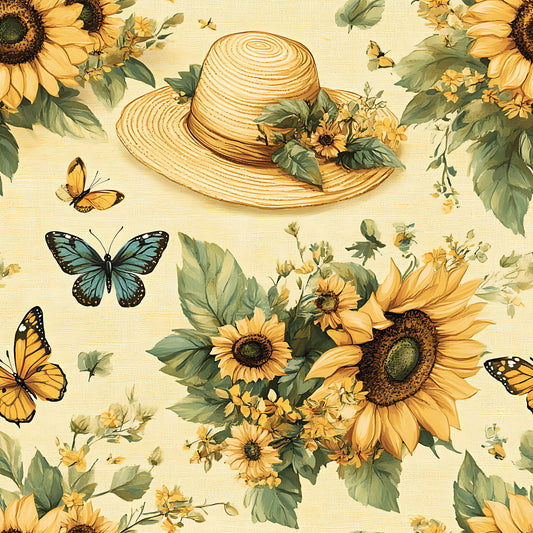 Sunhat Garden Pattern 17 Quilting Cotton Fabric