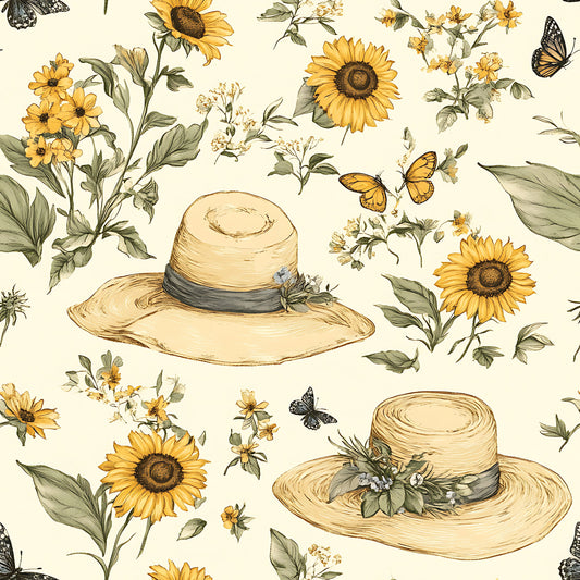 Sunhat Garden Pattern 19 Quilting Cotton Fabric