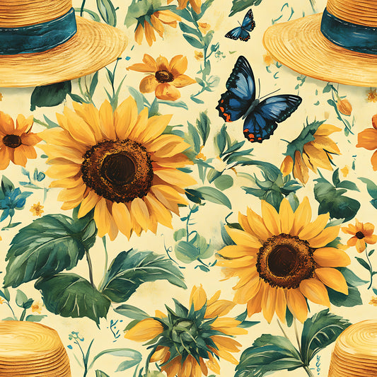 Sunhat Garden Pattern 2 Quilting Cotton Fabric
