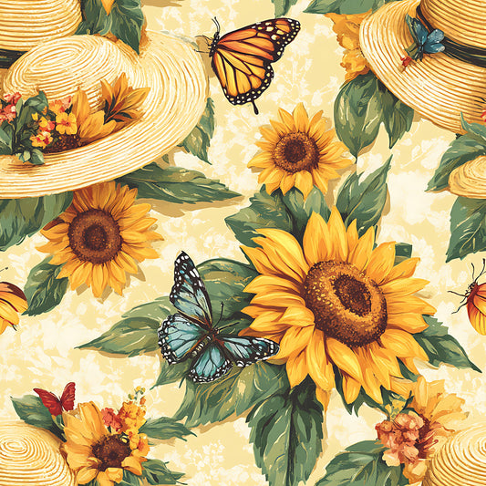 Sunhat Garden Pattern 4 Quilting Cotton Fabric