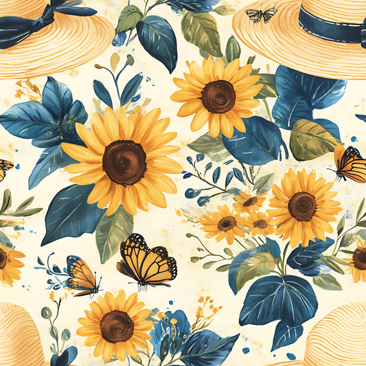 Sunhat Garden Pattern 5 Quilting Cotton Fabric
