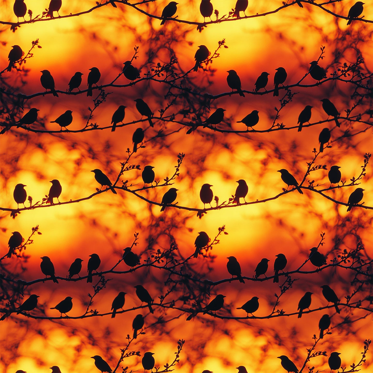 Sunset Bird Pattern 10 Quilting Cotton Fabric