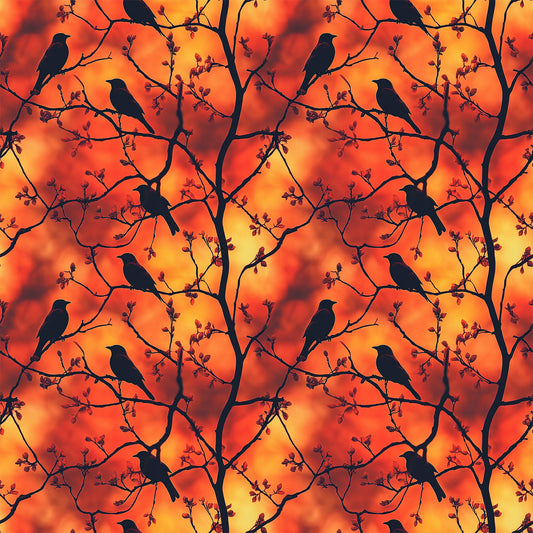 Sunset Bird Pattern 3 Quilting Cotton Fabric