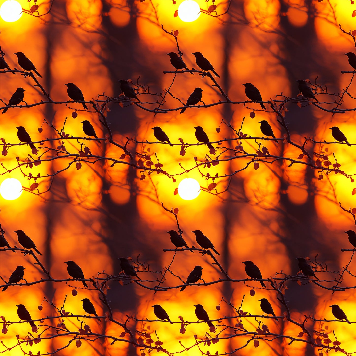 Sunset Bird Pattern 4 Quilting Cotton Fabric