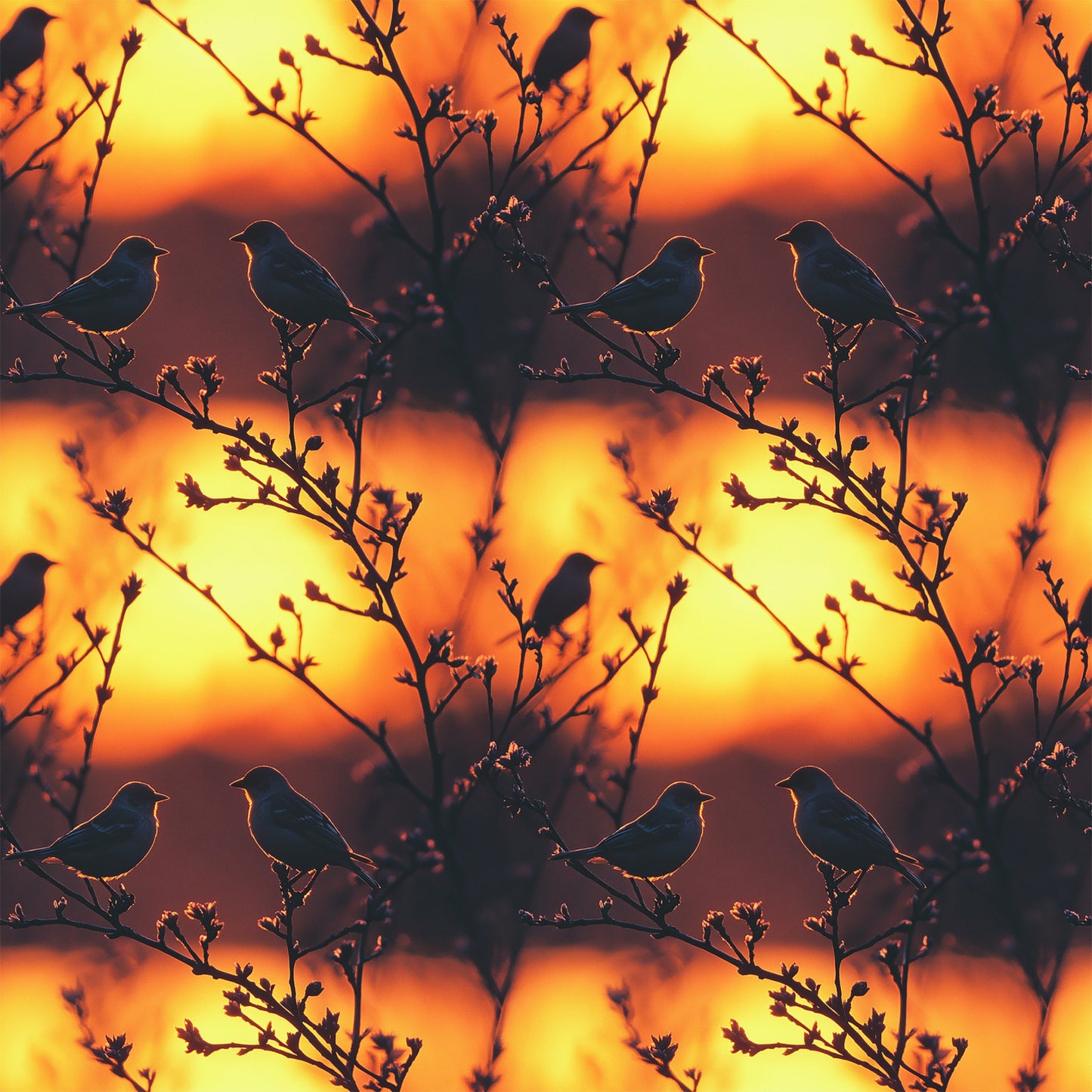 Sunset Bird Pattern 7 Quilting Cotton Fabric