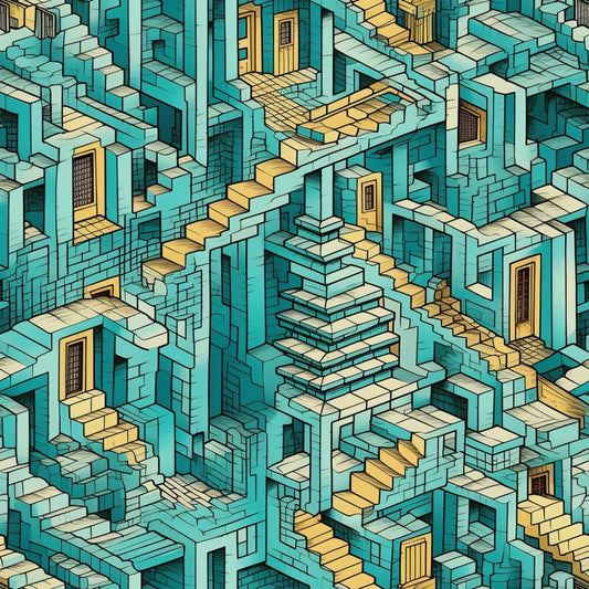 Surreal Staircases Pattern 1 Quilting Cotton Fabric