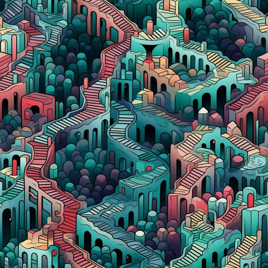 Surreal Staircases Pattern 10 Quilting Cotton Fabric