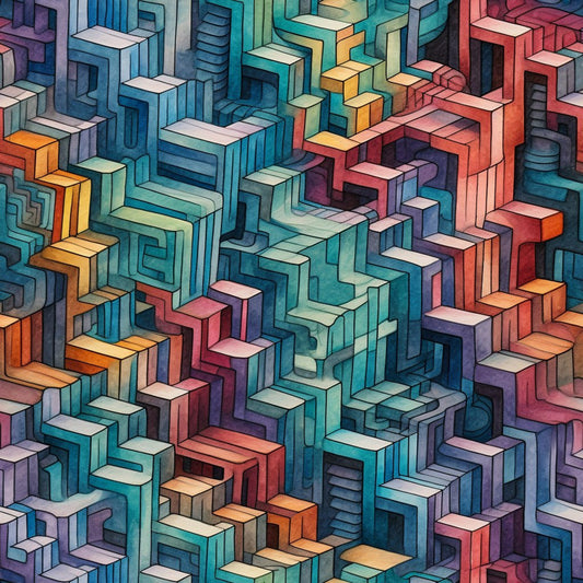 Surreal Staircases Pattern 3 Quilting Cotton Fabric