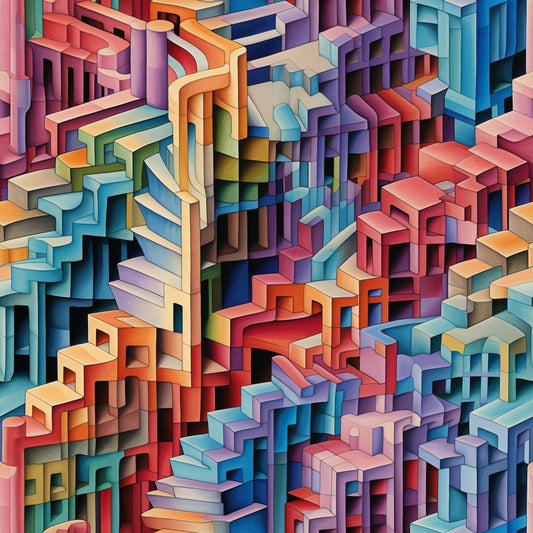 Surreal Staircases Pattern 8 Quilting Cotton Fabric