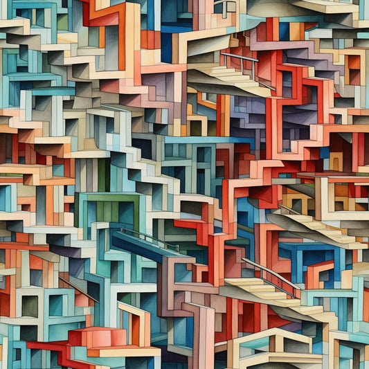 Surreal Staircases Pattern 9 Quilting Cotton Fabric