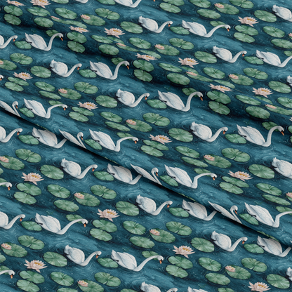 Swan in the Pond Pattern 14 Quilting Cotton Fabric