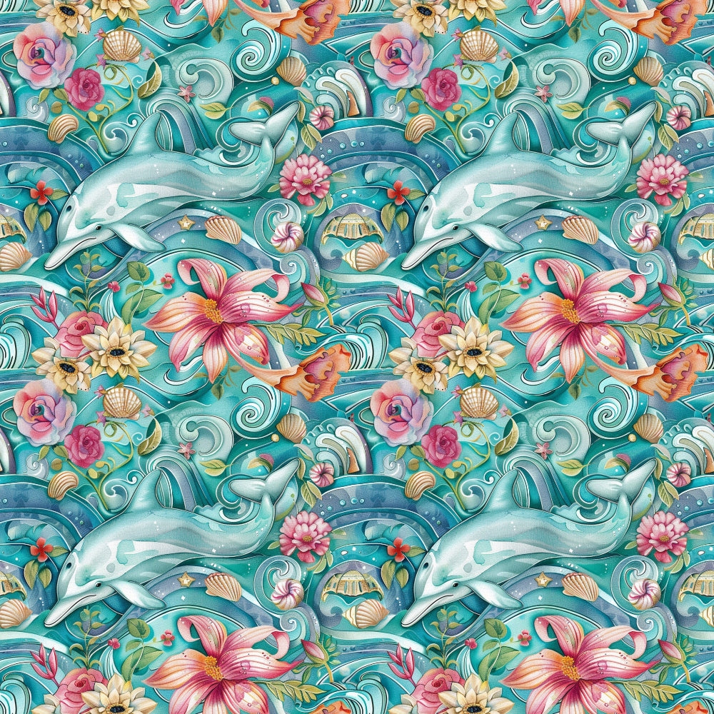 Swimming with Dolphins Pattern 10 Quilting Cotton Fabric