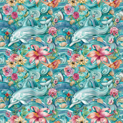 Swimming with Dolphins Pattern 10 Quilting Cotton Fabric