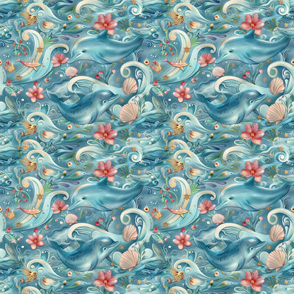 Swimming with Dolphins Pattern 3 Quilting Cotton Fabric