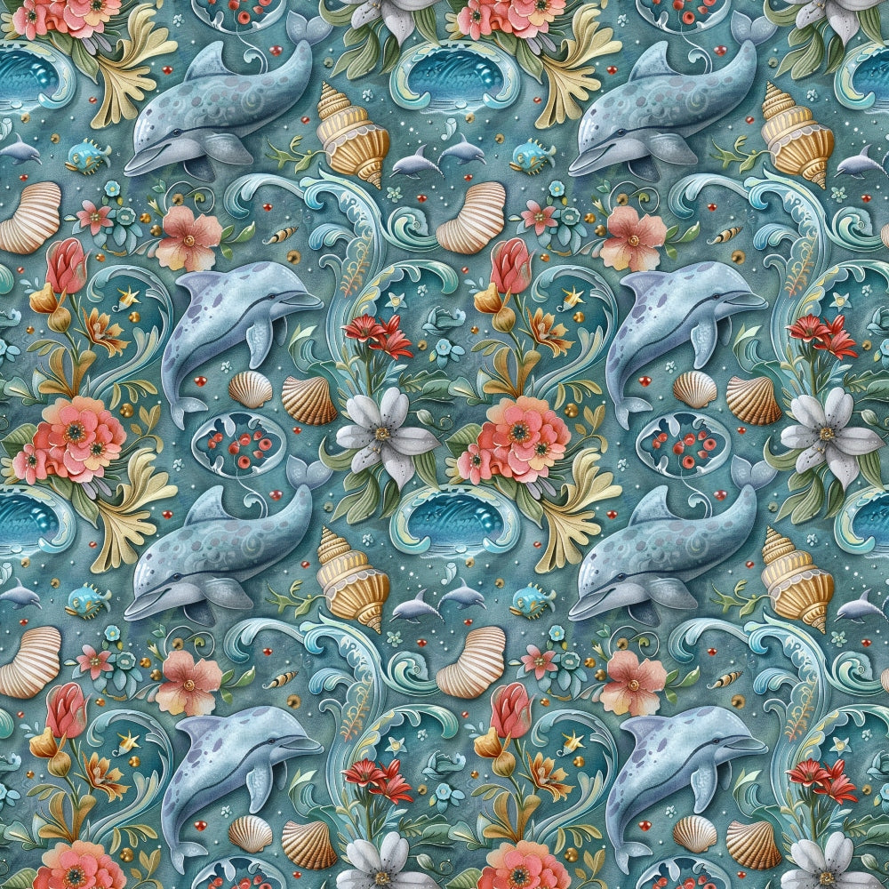 Swimming with Dolphins Pattern 8 Quilting Cotton Fabric