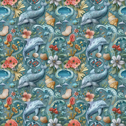 Swimming with Dolphins Pattern 8 Quilting Cotton Fabric