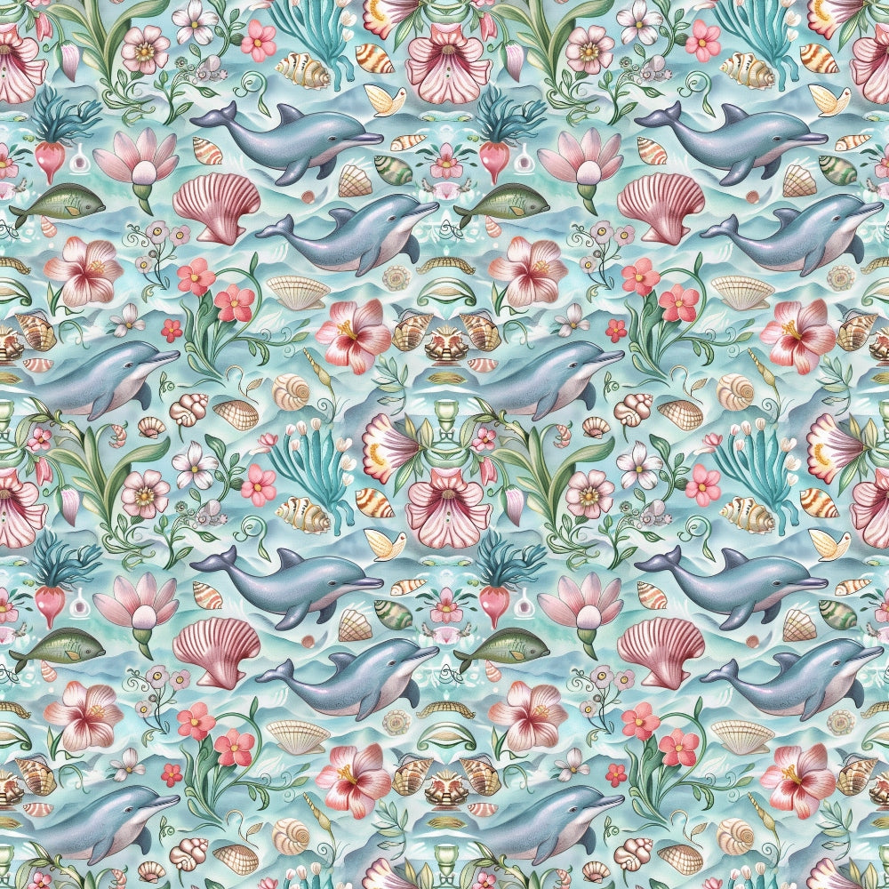 Swimming with Dolphins Pattern 9 Quilting Cotton Fabric