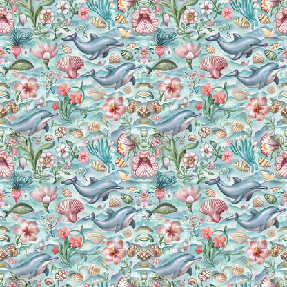 Swimming with Dolphins Pattern 9 Quilting Cotton Fabric