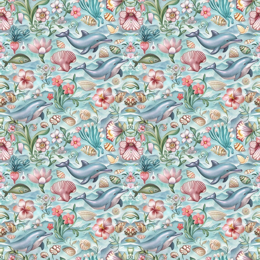 Swimming with Dolphins Pattern 9 Quilting Cotton Fabric