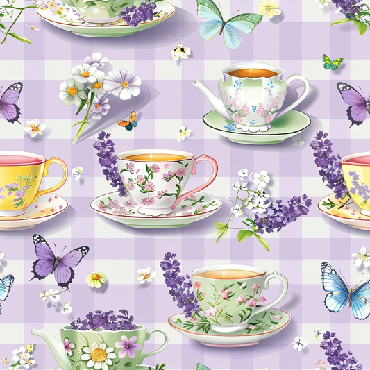 Tea Party Gingham Pattern 10 Quilting Cotton Fabric