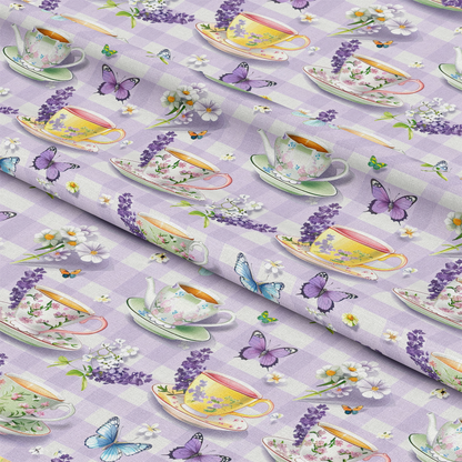 Tea Party Gingham Pattern 10 Quilting Cotton Fabric