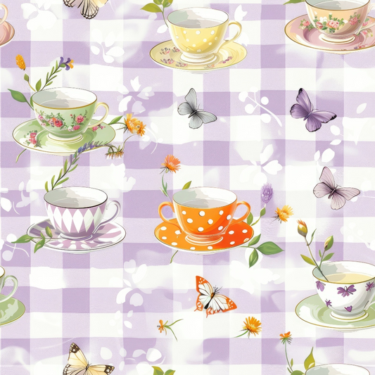 Tea Party Gingham Pattern 12 Quilting Cotton Fabric