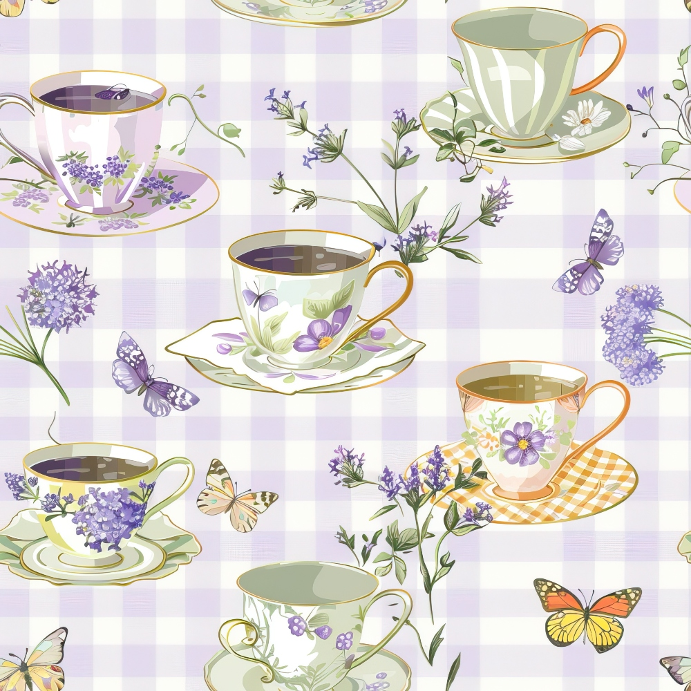 Tea Party Gingham Pattern 6 Quilting Cotton Fabric