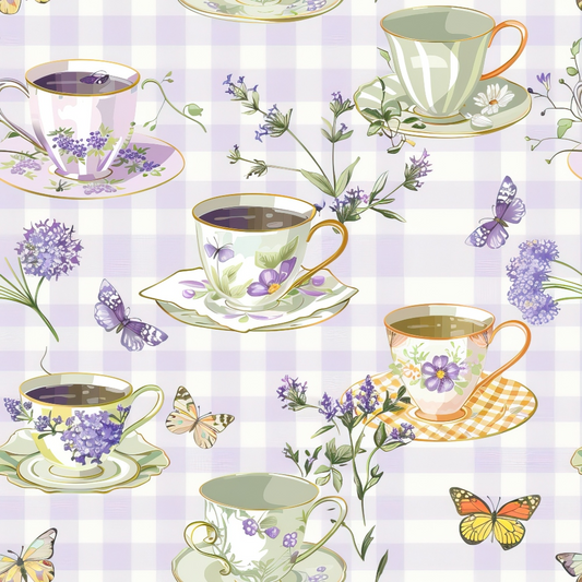 Tea Party Gingham Pattern 6 Quilting Cotton Fabric