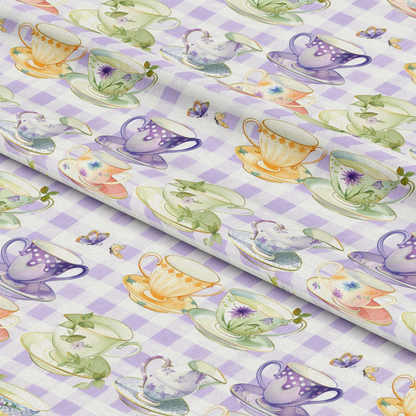 Tea Party Gingham Pattern 8 Quilting Cotton Fabric