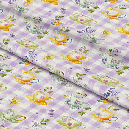 Tea Party Gingham Pattern 9 Quilting Cotton Fabric