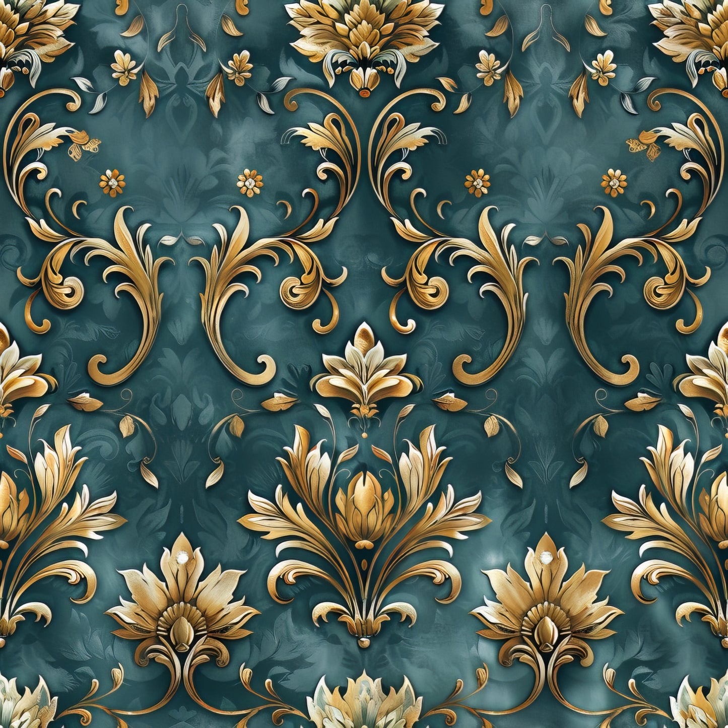Teal and Doves Pattern 4 Quilting Cotton Fabric