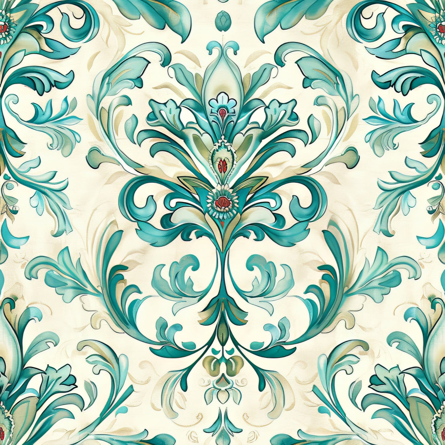 Teal and Doves Pattern 9 Quilting Cotton Fabric