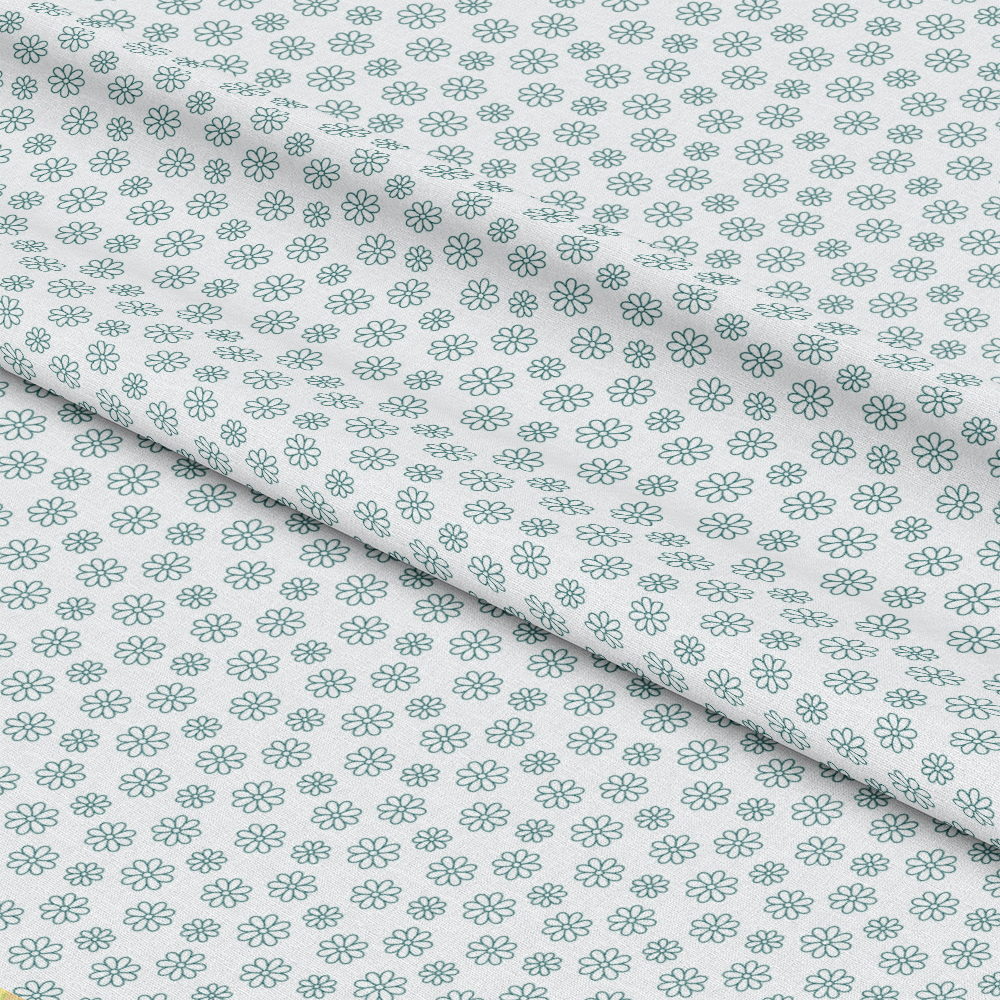 Teal Daisies Outline Quilting Cotton Fabric