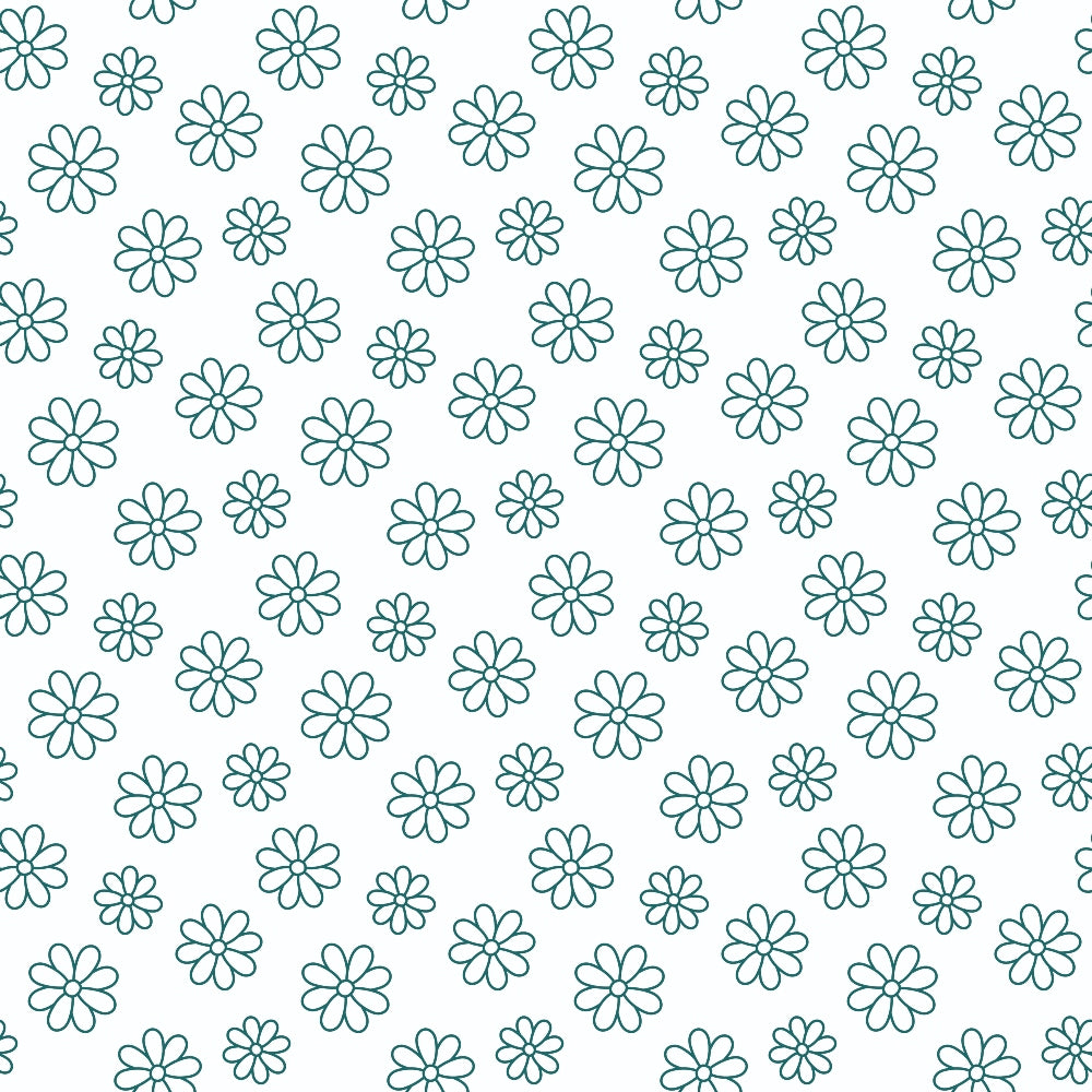 Teal Daisies Outline Quilting Cotton Fabric