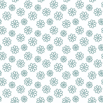 Teal Daisies Outline Quilting Cotton Fabric