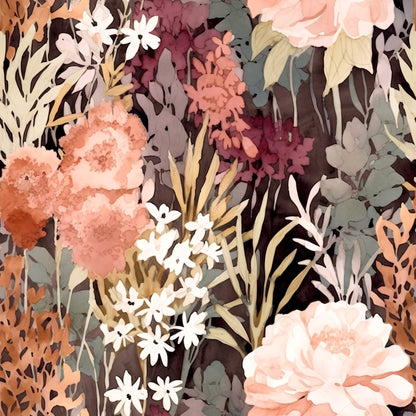 Terracotta Blush Beige Watercolor Florals Pattern 2 Quilting Cotton Fabric