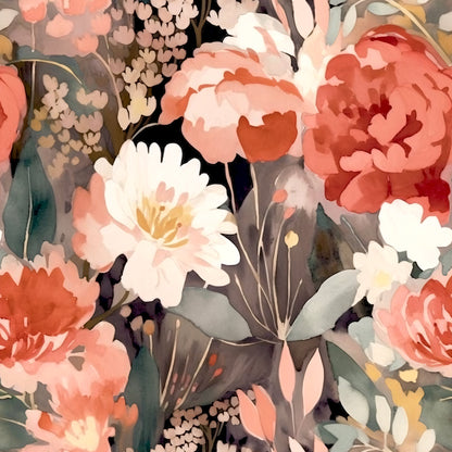 Terracotta Blush Beige Watercolor Florals Pattern 7 Quilting Cotton Fabric