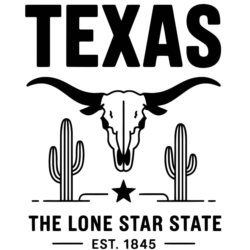 Texas Black and White Fabric Panel