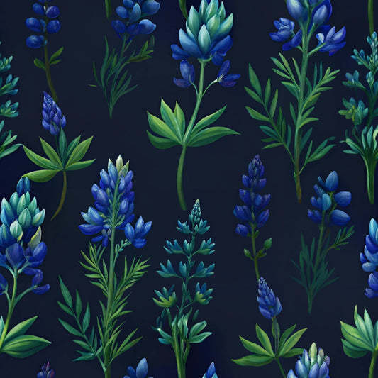 Texas Bluebonnet Flower Pattern 1 Quilting Cotton Fabric