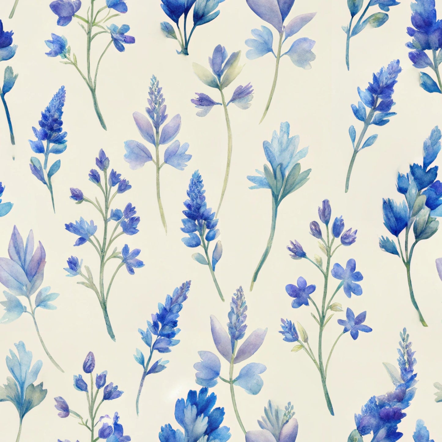 Texas Bluebonnet Flower Pattern 17 Quilting Cotton Fabric