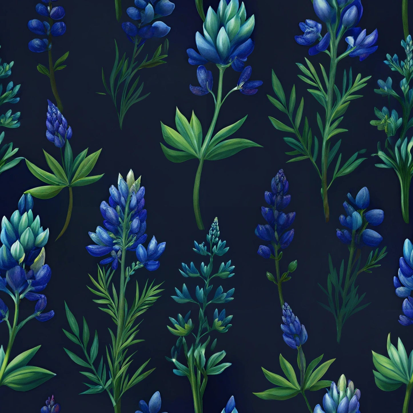 Texas Bluebonnet Flower Pattern 1 Quilting Cotton Fabric