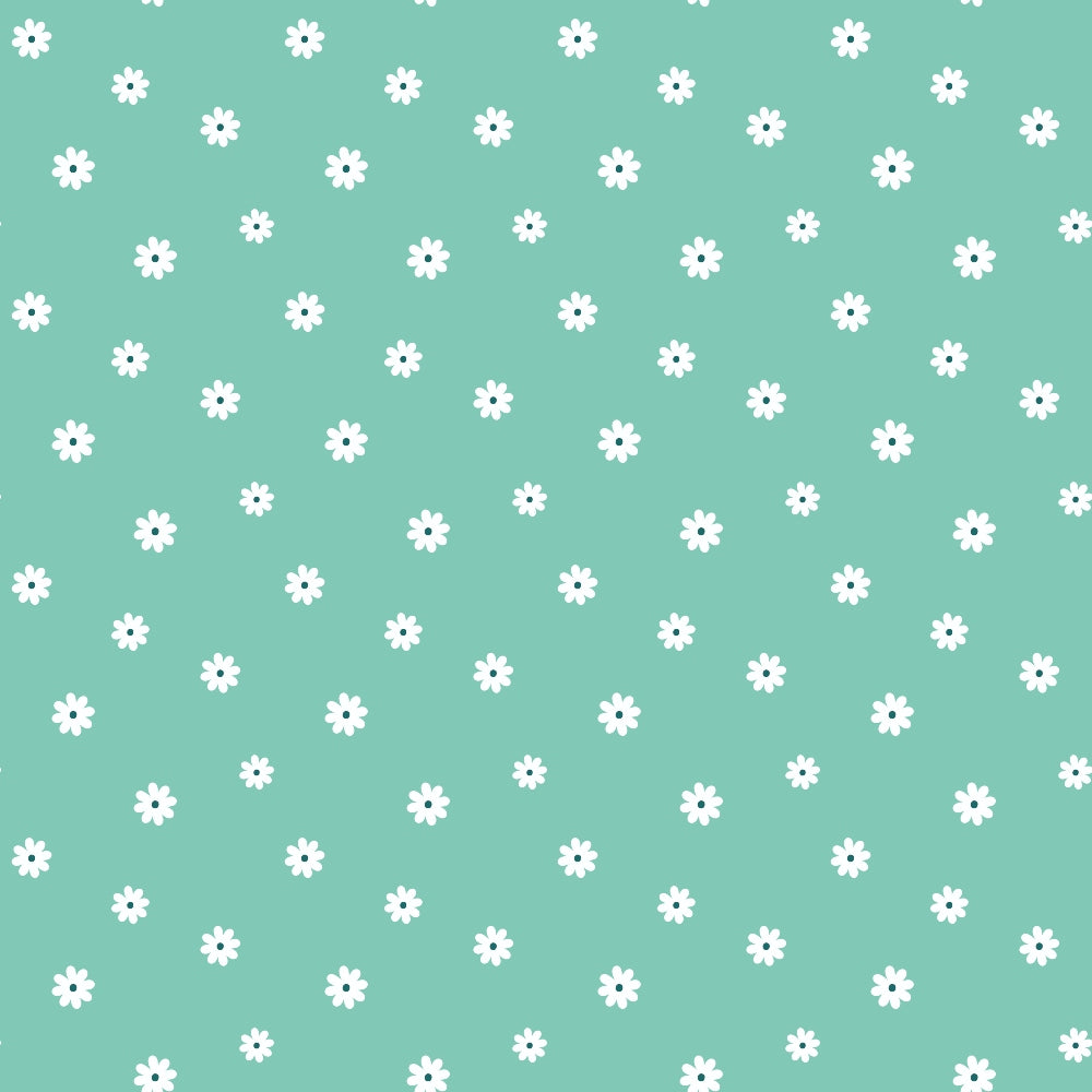 Tiny Daisies on Mint Quilting Cotton Fabric