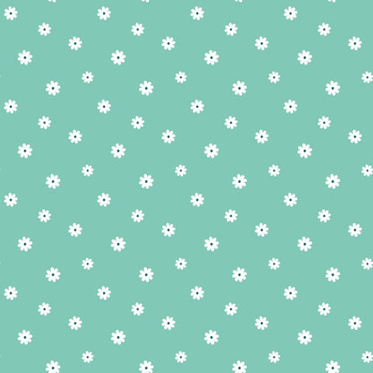 Tiny Daisies on Mint Quilting Cotton Fabric