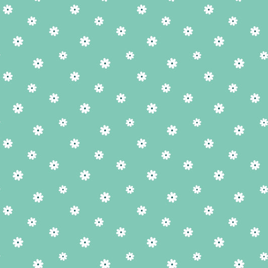 Tiny Daisies on Mint Quilting Cotton Fabric