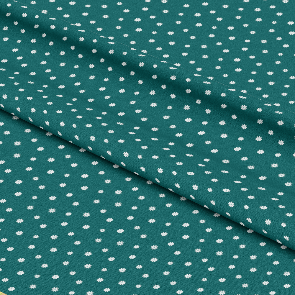 Tiny Daisies on Teal Quilting Cotton Fabric