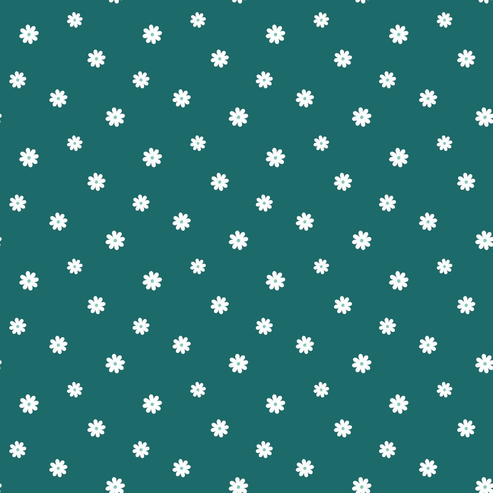 Tiny Daisies on Teal Quilting Cotton Fabric